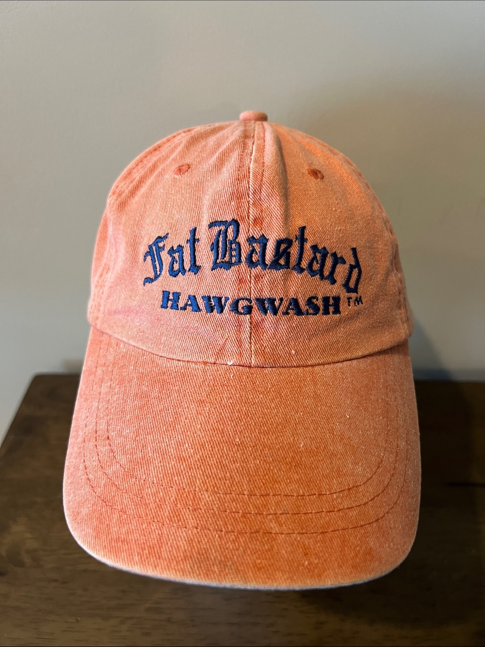 Fat Bastard Hawgwash Slideback Hat Cap Orange Embroidered 6 Panel